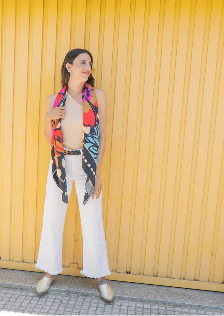 Infinity Belt by ADA Collection Belts, one size accessories with a sleek, black infinity design on a model waist.
