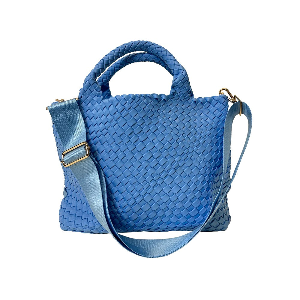 Bright neon tote bag from Ahdorned, showcasing its vibrant color and spacious design as seen in the accessories image.