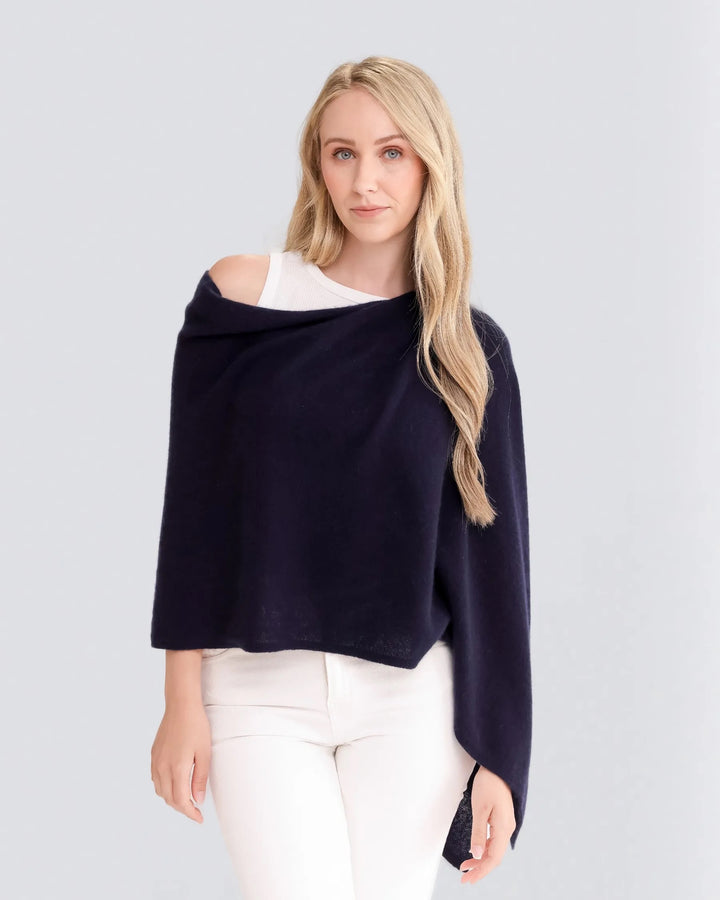 Soft Alashan Cashmere topper in a comfortable tops style, showcasing luxurious, lightweight cashmere fabric.