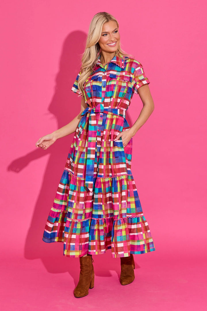 Alden Adair Rachel Circus plaid dress featuring a vintage-inspired design with a fitted bodice and full skirt.