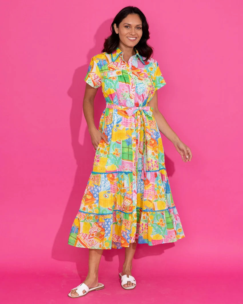 Alden Adair Rachel Van Gogh dress showcasing a stylish, patterned dress with vibrant colors and elegant design.