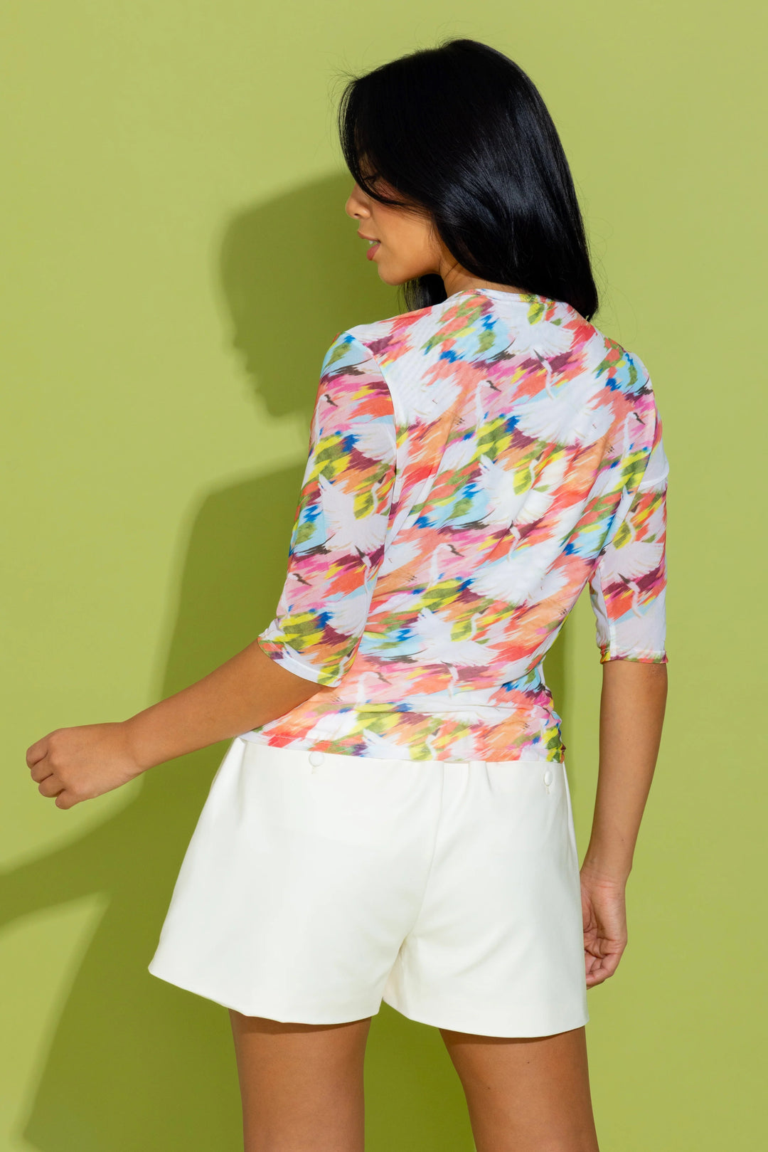 Alden Adair Aileen Cygnet Top in soft fabric, featuring a relaxed fit with a round neckline and short sleeves.