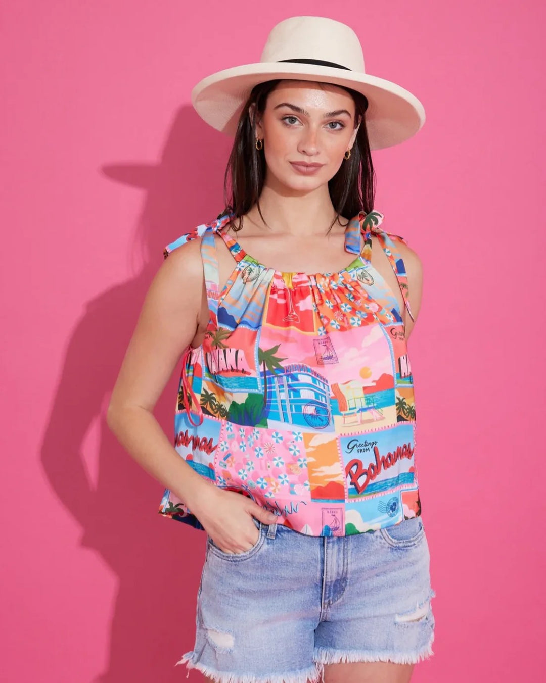 Alden Adair Lola Havana Tank top in soft fabric, featuring a relaxed fit and stylish design, shown on a hanger against a neutral background.