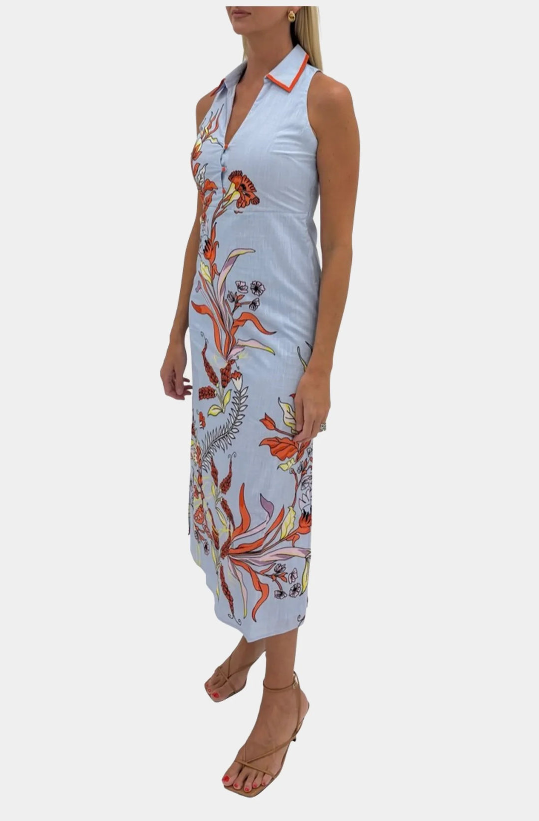 Anna Cate Jill Seascape midi dress featuring a flowing fabric, ocean-inspired print, and elegant design perfect for summer wear.