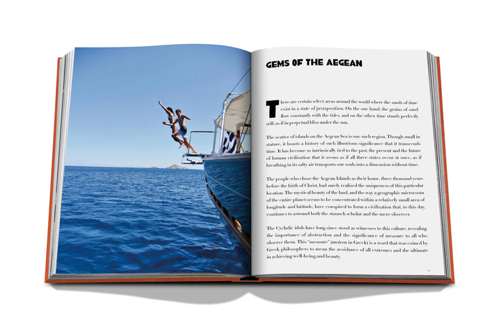Assouline Greek Islands hardcover book showcasing scenic coastal views and Mediterranean landscapes for home decor.