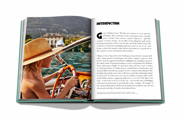 Assouline Lake Como Idyll home book featuring scenic images and luxurious design details, perfect for interior decor inspiration.