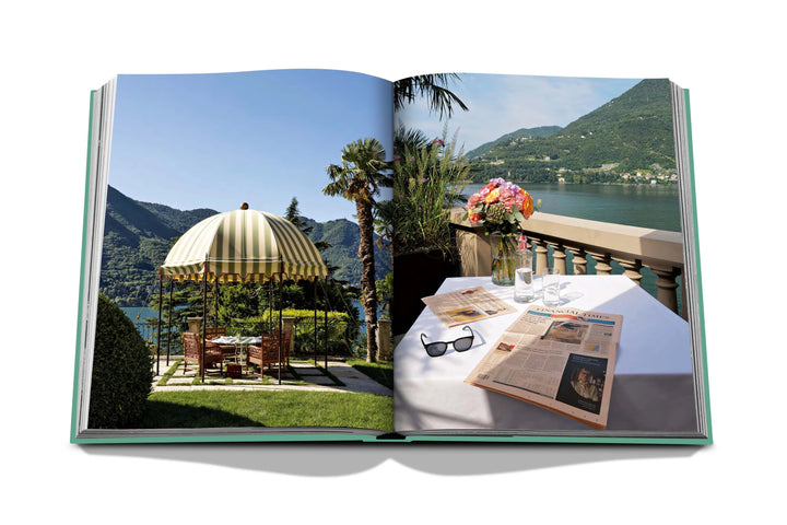 Assouline Lake Como Idyll book featuring scenic images of Lake Como, elegant hardcover home decor coffee table book.