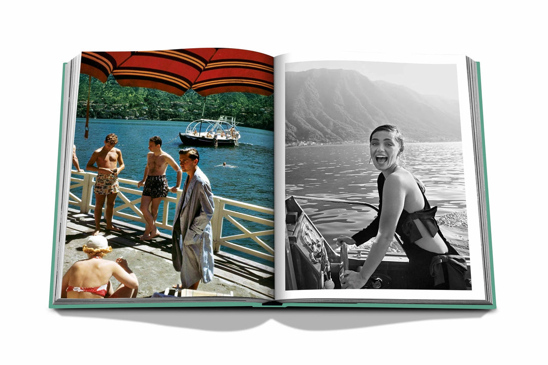 Assouline Lake Como Idyll book featuring a cover with scenic lake and mountain views, perfect for home decor and photography.