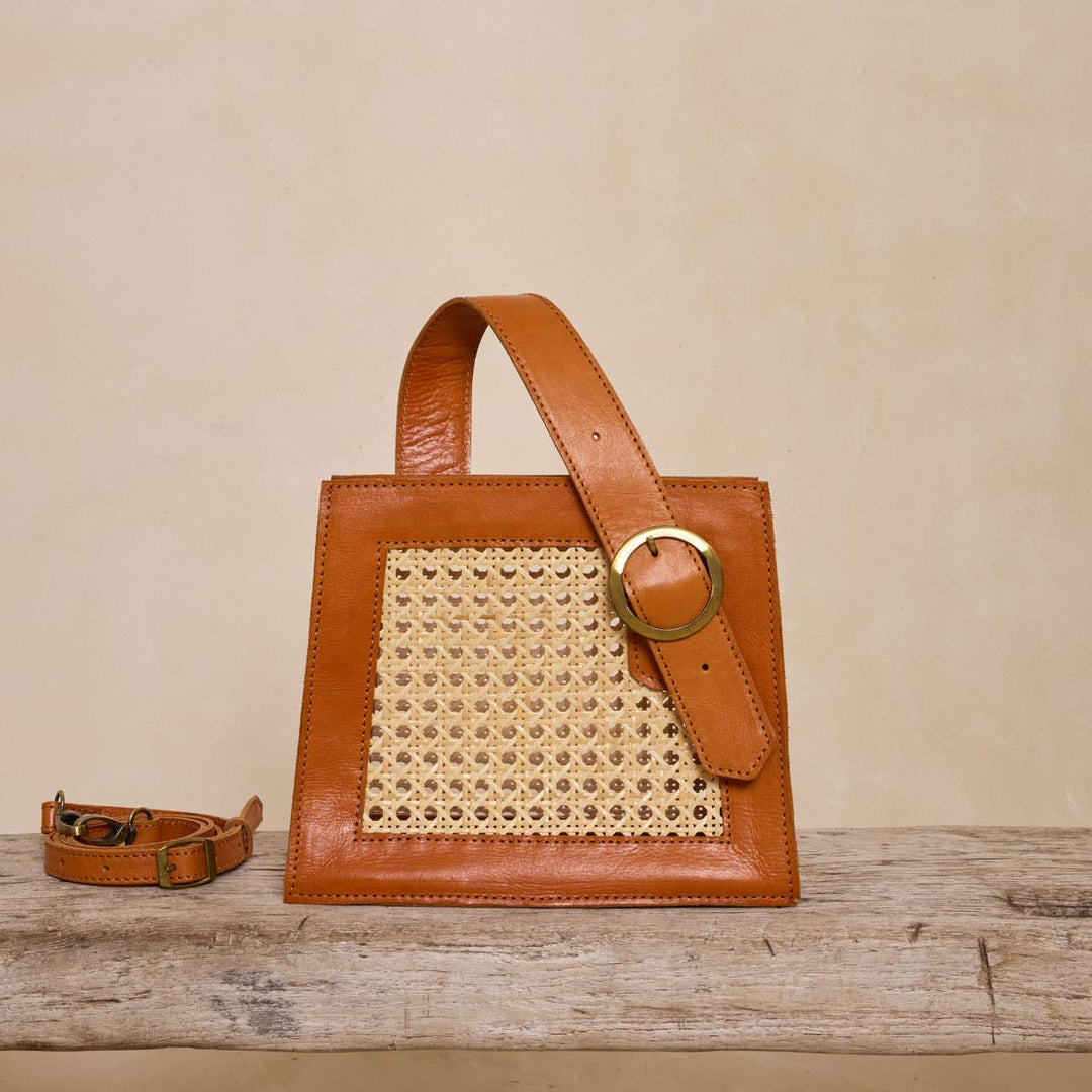Rattan Cane Buckle Handbag