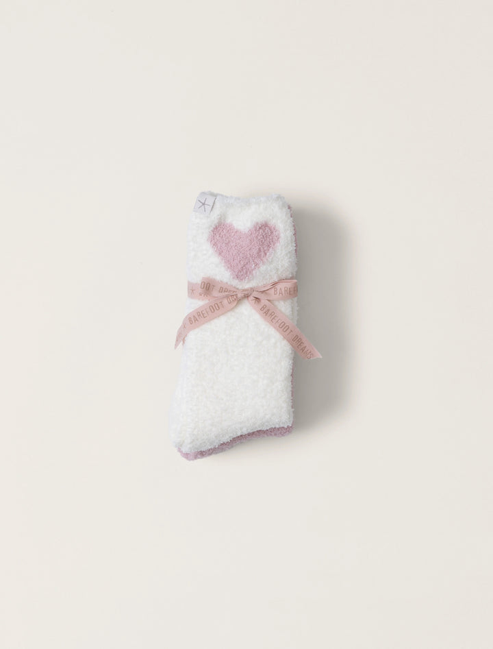 Barefoot Dreams heart print sock set featuring cozy, colorful accessories with a playful heart pattern.