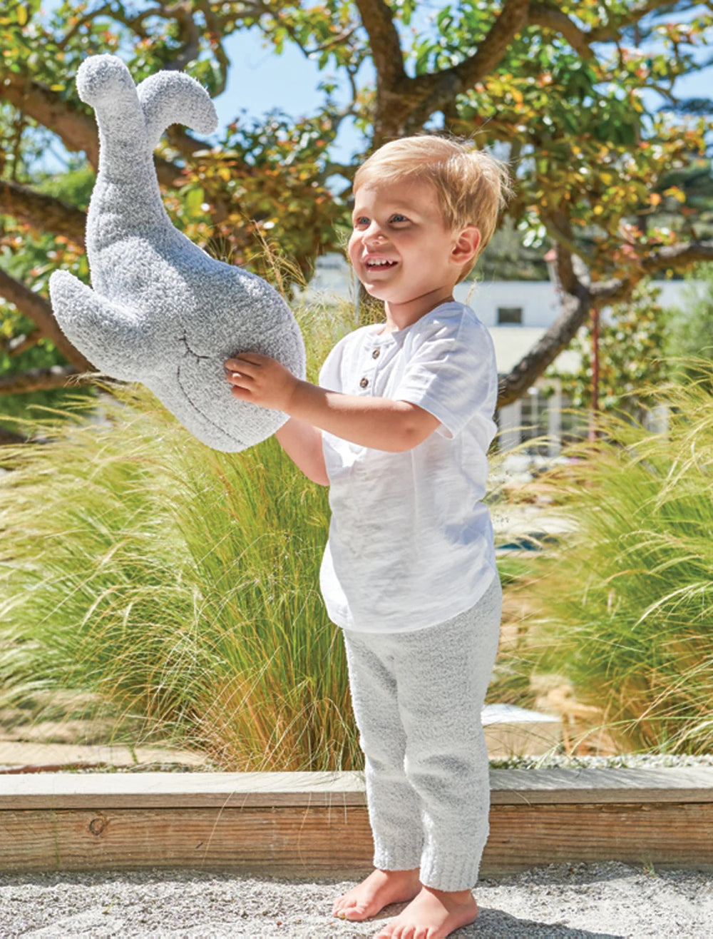 Barefoot Dreams Cozychic Whale Buddy baby plush toy for children over 3 years, soft and cuddly whale character.