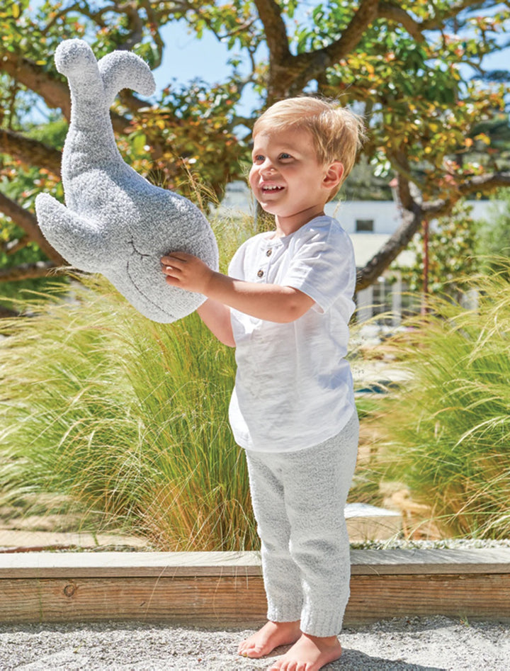 Barefoot Dreams Cozychic Whale Buddy baby plush toy for children over 3 years, soft and cuddly whale character.