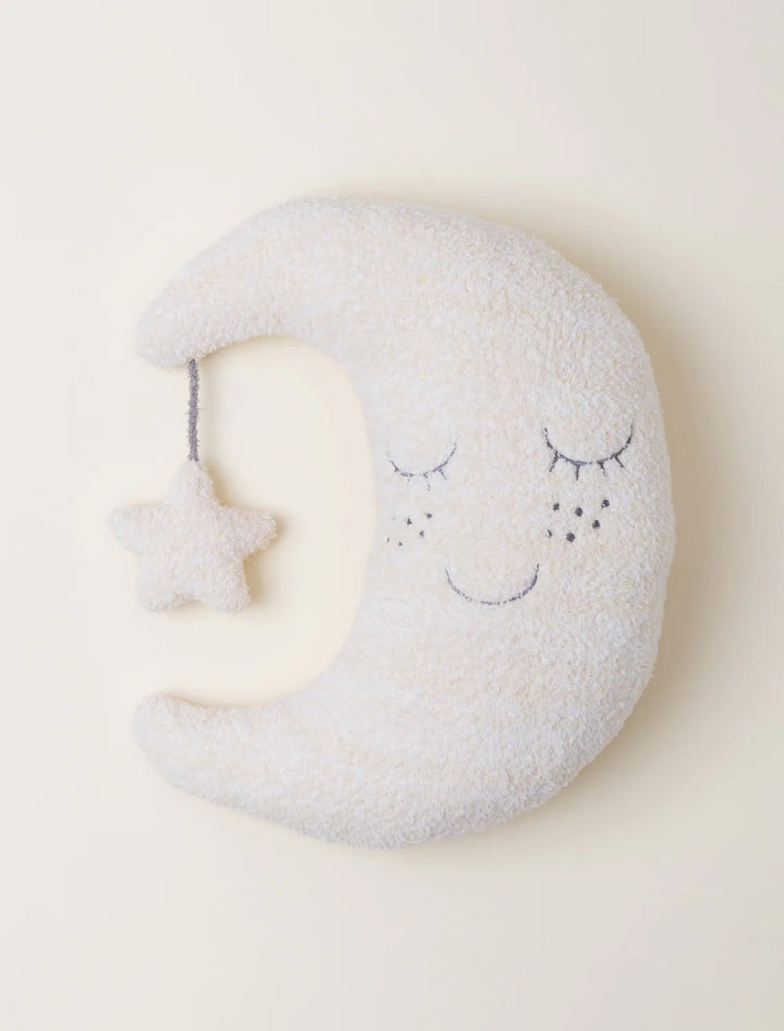 Barefoot Dreams Moon Buddie baby plush toy with soft fabric and moon design, ideal for cuddling and comforting infants.