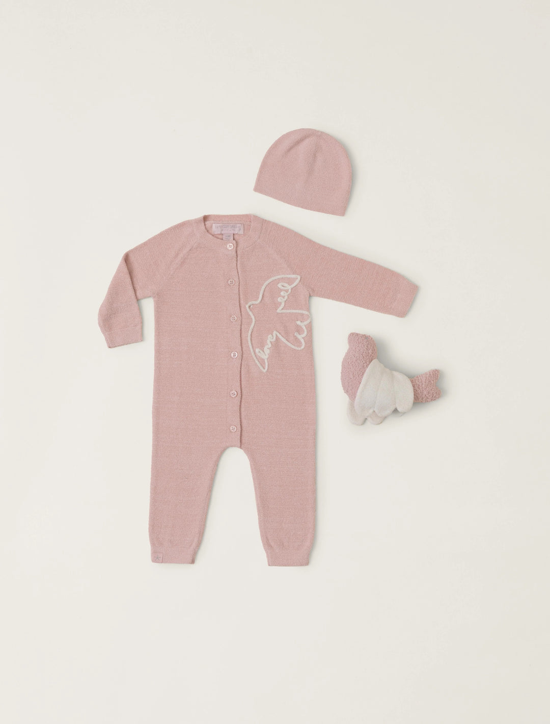 Barefoot Dreams Covered In Prayer baby onesie with soft fabric and prayer-themed design, perfect for gifts or special occasions.