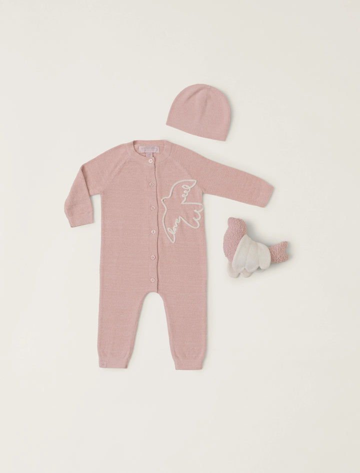 Barefoot Dreams Covered In Prayer baby onesie with soft fabric and prayer-themed design, perfect for gifts or special occasions.
