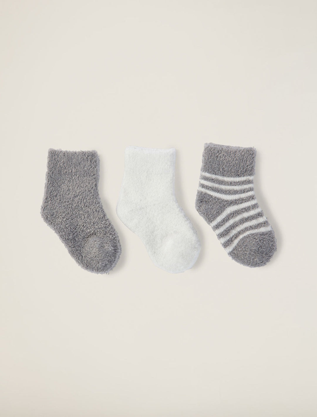 Soft barefoot dreams infant socks 3-pack, cozy and colorful baby gift set with cute, stretchy knit fabric for newborns.