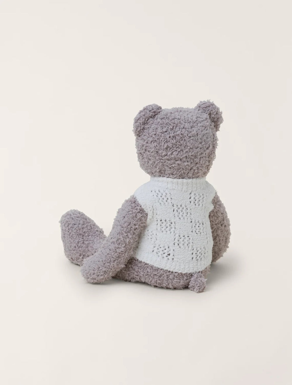 Barefoot Dreams Bear Buddie wearing a cozy vest, soft plush gift toy with detailed features perfect for cuddling and gifting.