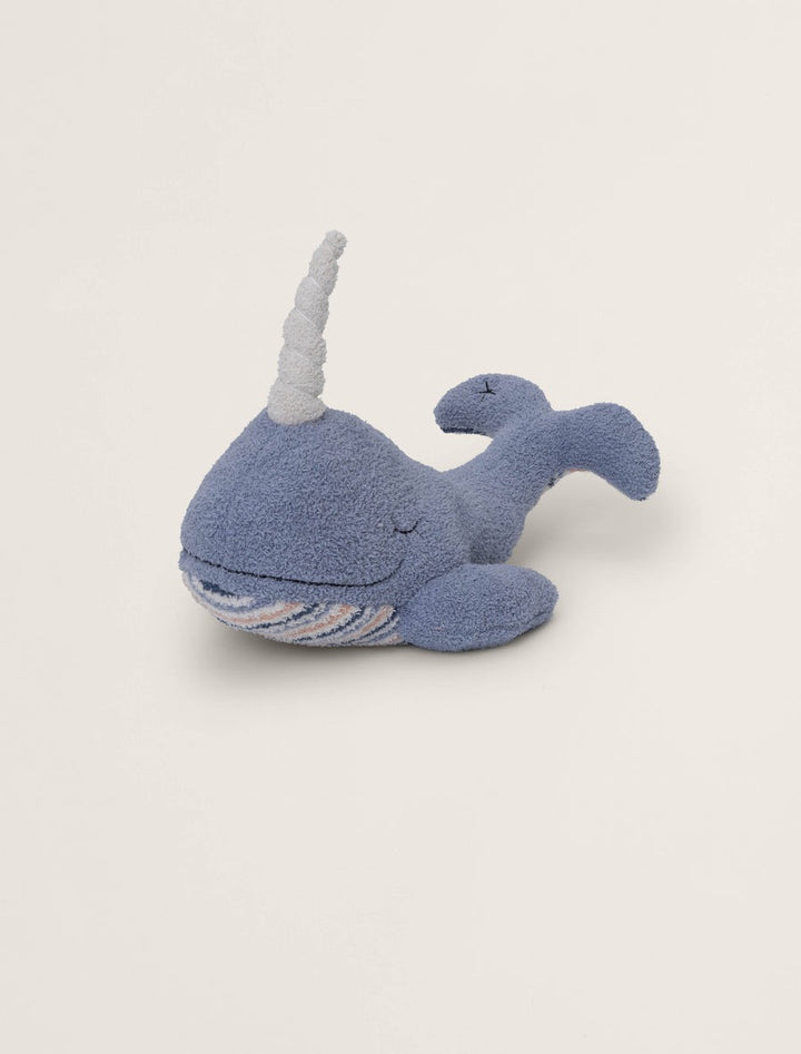 Soft Cozy Narwhal Buddie gift from barefoot dreams, plush stuffed animal with detailed features and a cute, friendly expression.