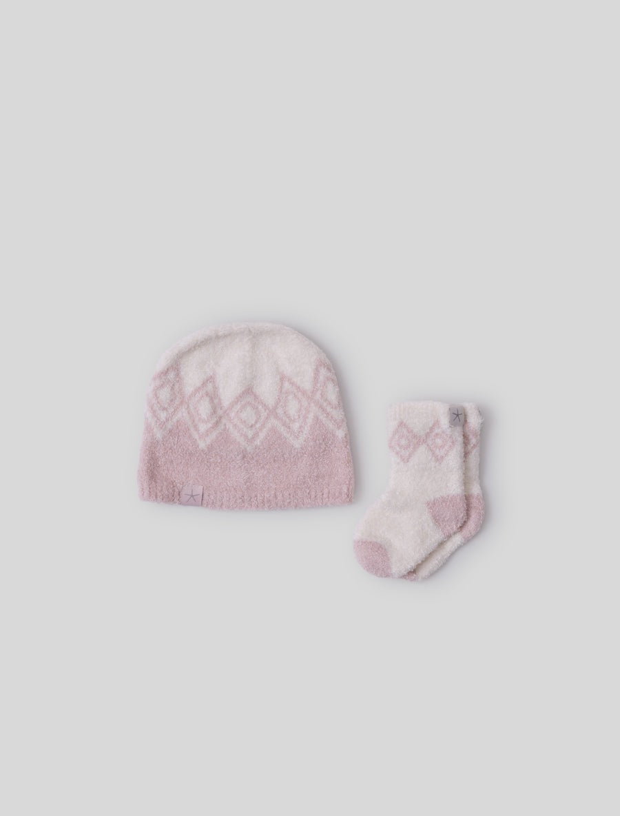 Barefoot Dreams Baby Faire Isle Beanie in soft, cozy knit, perfect for keeping a baby's head warm and stylish.