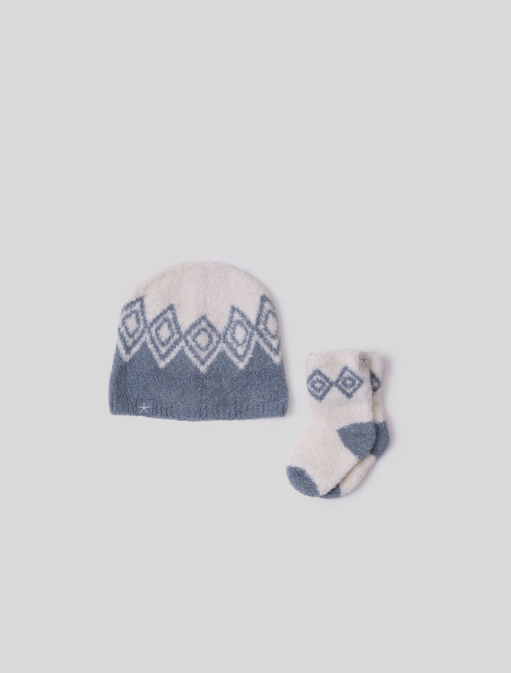 Soft Baby Faire Isle Beanie from Barefoot Dreams, featuring cozy knit fabric and a cute, snug fit for infants.