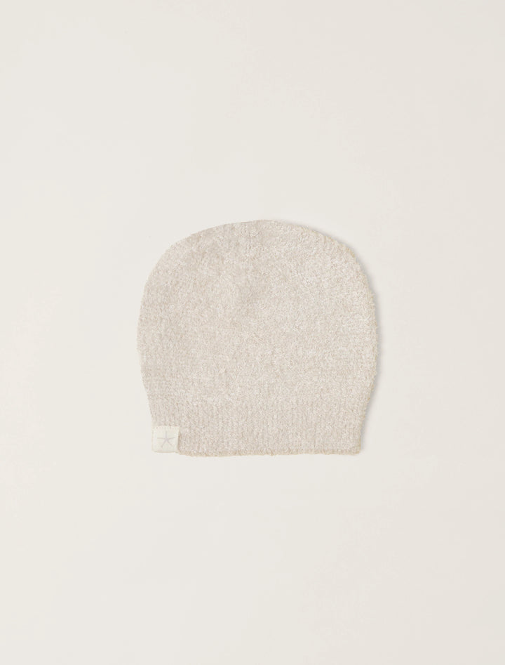 Cozy infant beanie by Barefoot Dreams, soft and warm gift hat for babies with a gentle knit pattern and neutral color.