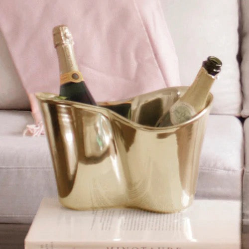 Beatriz Ball Sierra Modern Double Ice Bucket for the home, stainless steel with sleek double-compartment design.