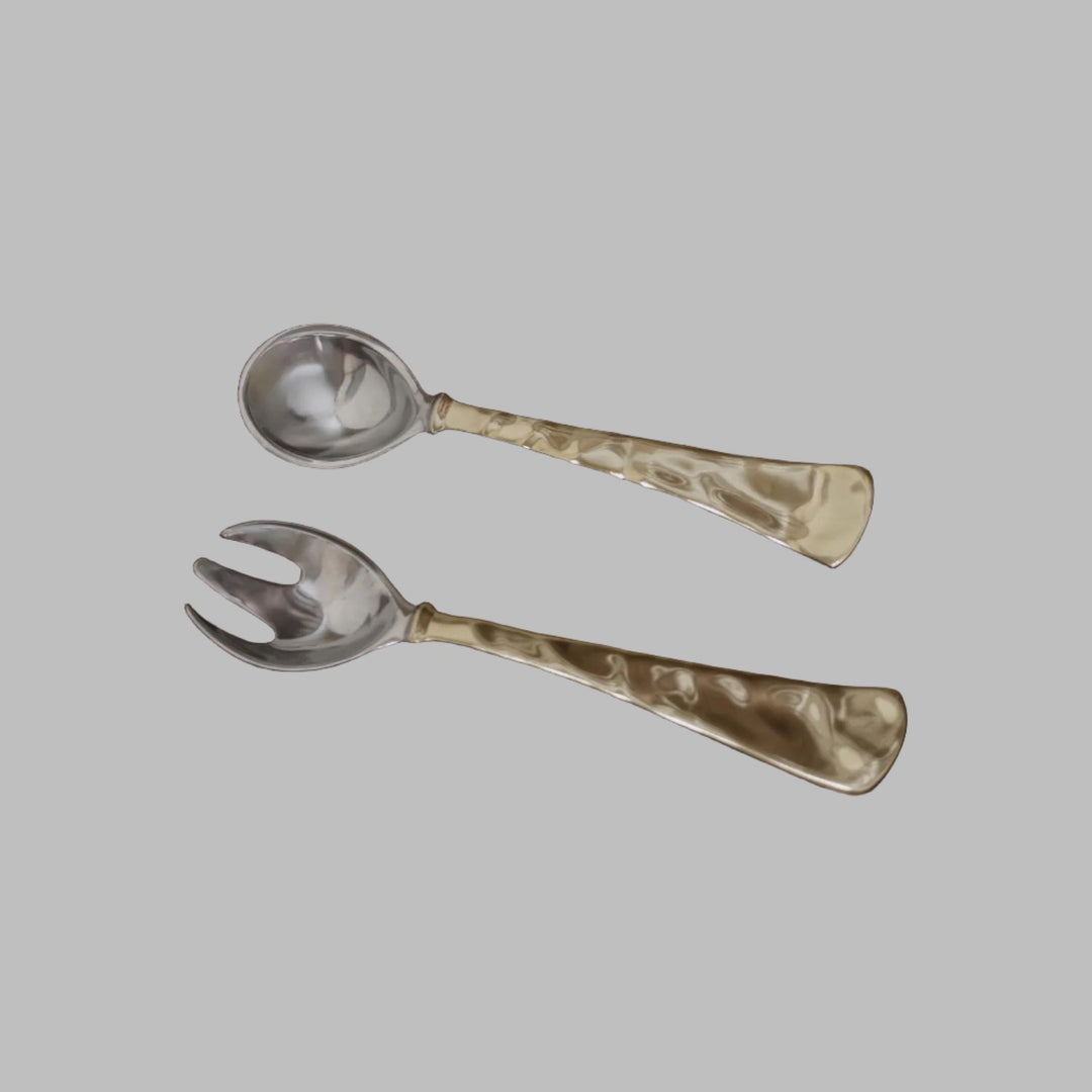 Beatriz Ball Sierra Modern Large Salad Servers in mixed finish for the home, featuring sleek contemporary design and durable metal construction.