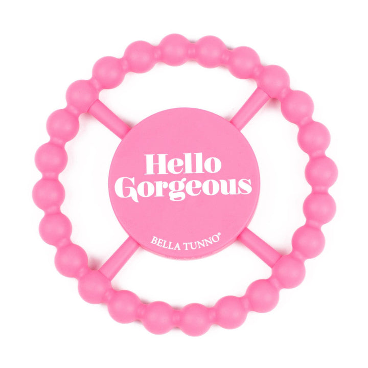 Bella Tunno Hello Gorgeous happy baby teether with colorful, textured silicone design for soothing gums.