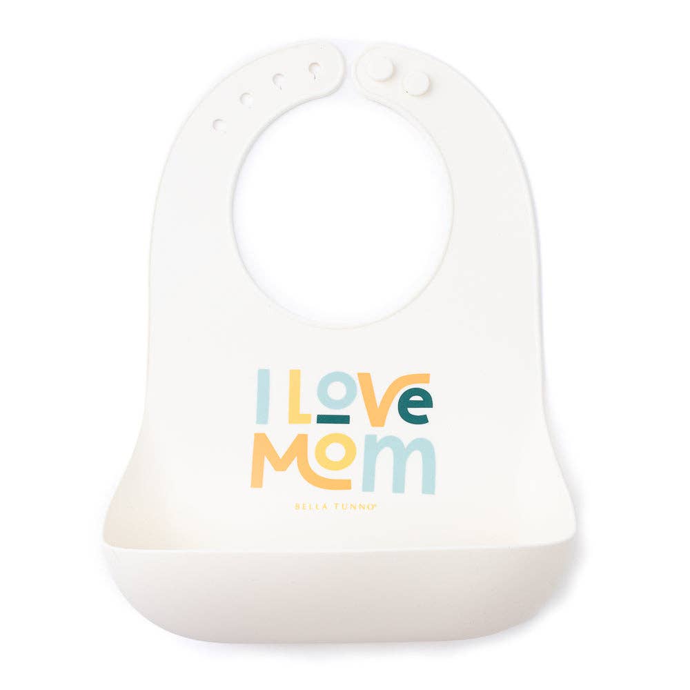 Bella Tunno I Love Mom Wonder Bib for babies, soft and colorful bib with a playful design, ideal for feeding time.