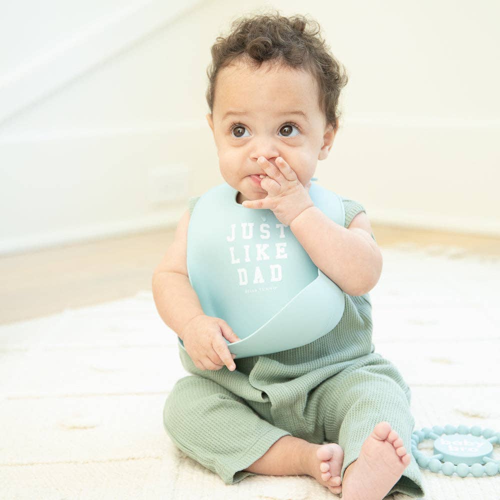 Bella Tunno Just Like Dad Wonder Bib for babies, featuring playful design and soft, durable fabric for feeding time.