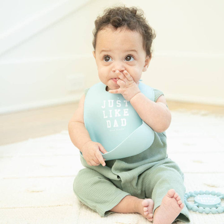 Bella Tunno Just Like Dad Wonder Bib for babies, featuring playful design and soft, durable fabric for feeding time.