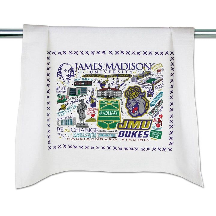 James Madison University home towel by Catstudio showing team logo and university colors on soft fabric.