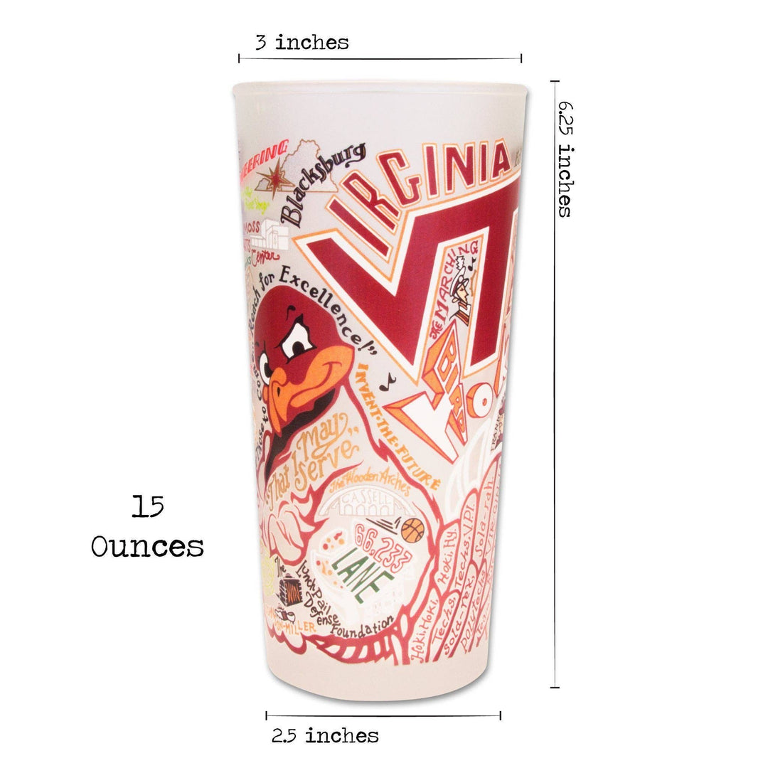 Virginia Tech glass for home decor by Catstudio, featuring a detailed design of the university's emblem and colors.