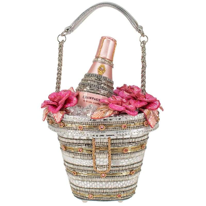 Champagne On Ice beaded top handle handbag - front