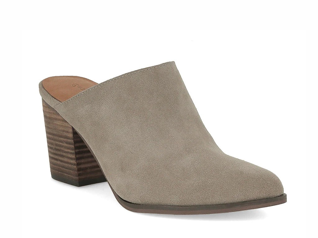 Emery Latte Suede Mule by Chocolat Blu, stylish women's accessory featuring soft suede material and elegant design.