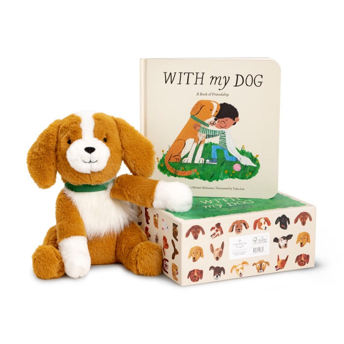 Baby with My Dog set by Compendium featuring soft, colorful plush toys and accessories for gentle play and bonding.