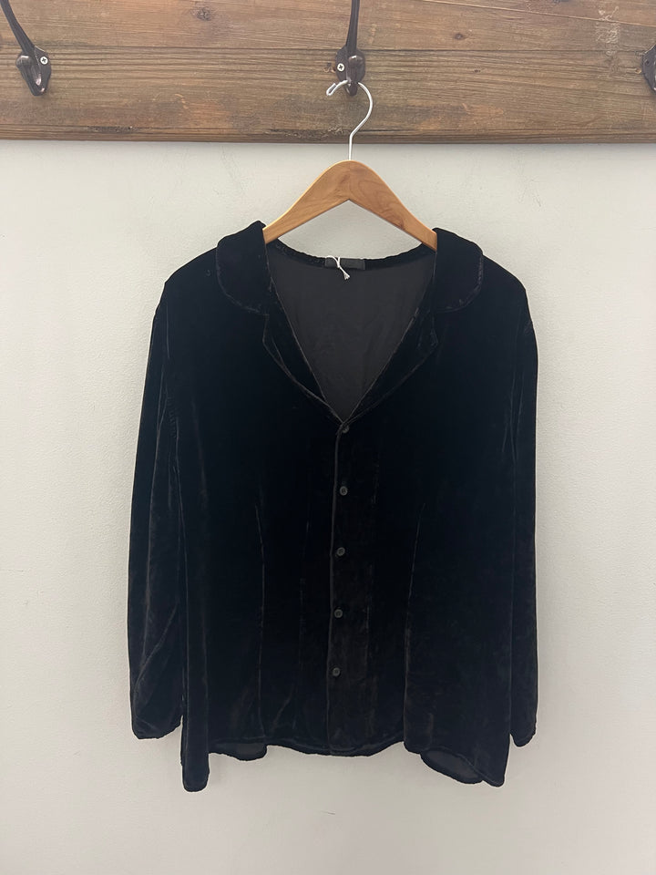 Cpshades velvet jacket for women, stylish tops with a soft, plush velvet fabric, shown on a model with a neutral background.