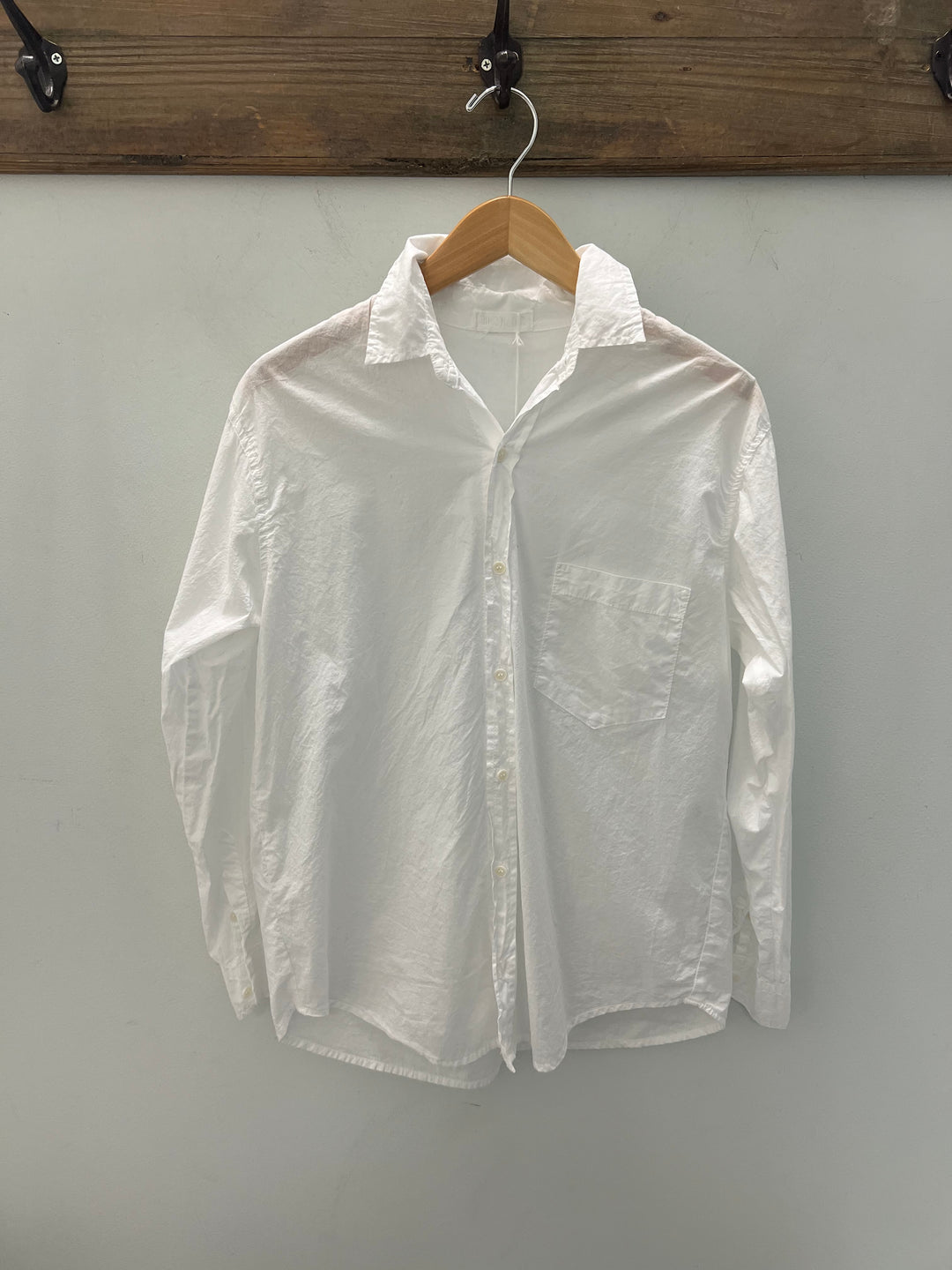 White cotton blouse from CP Shades, lightweight and casual top with long sleeves and a relaxed fit, perfect for everyday wear.