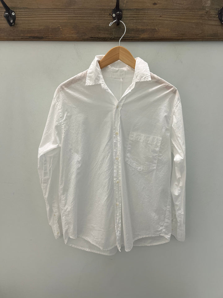 White cotton blouse from CP Shades, lightweight and casual top with long sleeves and a relaxed fit, perfect for everyday wear.
