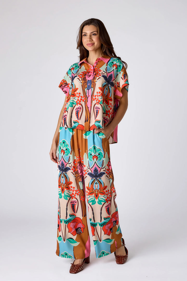Crosby by Mollie Burch Ziggy Art Nouveau pant, stylish bottoms with intricate pattern, tailored fit, and artistic design.