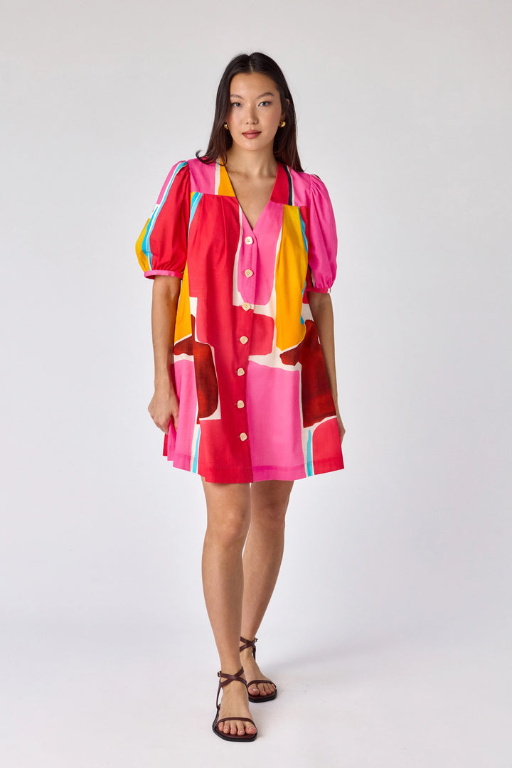 Crosby by Mollie Burch Stevie Barragan dress in vibrant patterned fabric, featuring a flowing silhouette and stylish details.