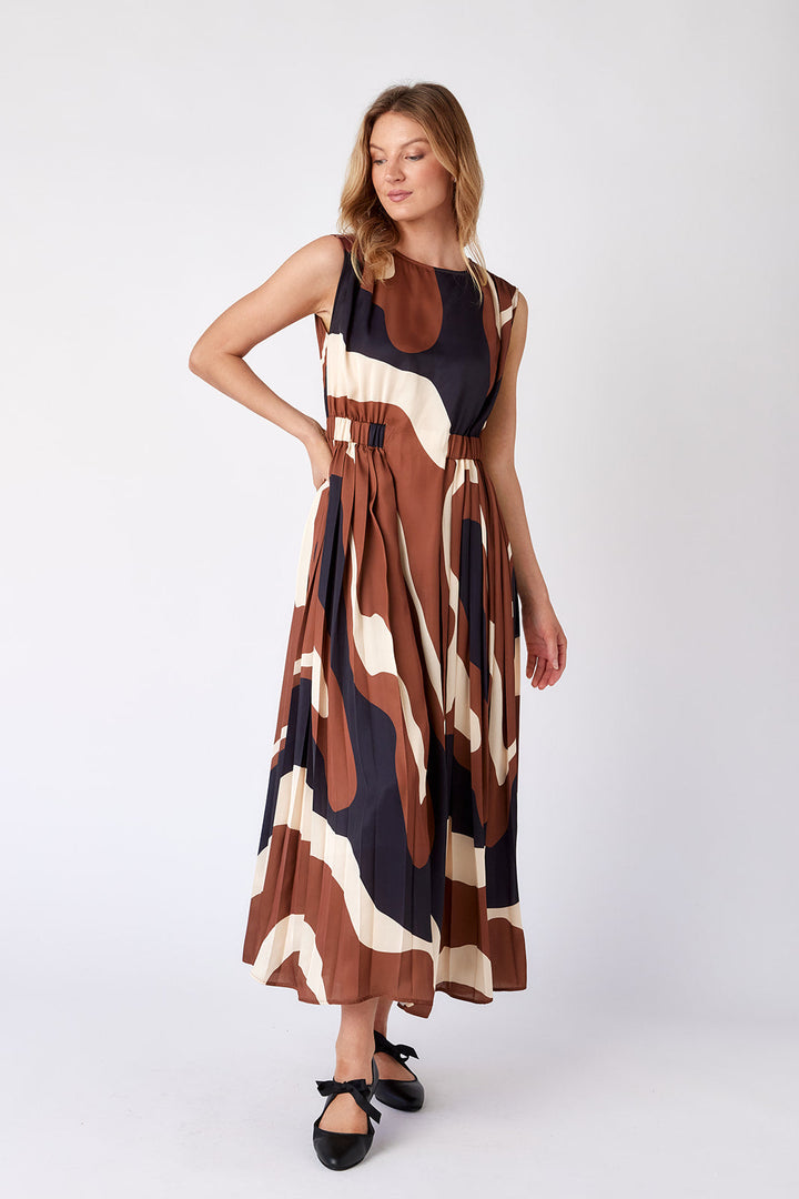 Crosby by Mollie Burch Brantley dress featuring a stylish topography pattern, front view, elegant and versatile women's dress.
