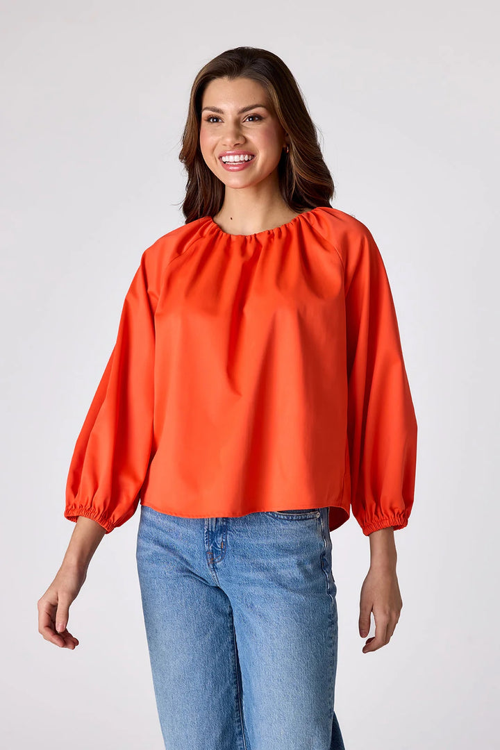 Crosby by Mollie Burch Claudia Persimmon blouse, a stylish tops option with a relaxed fit and vibrant orange color.