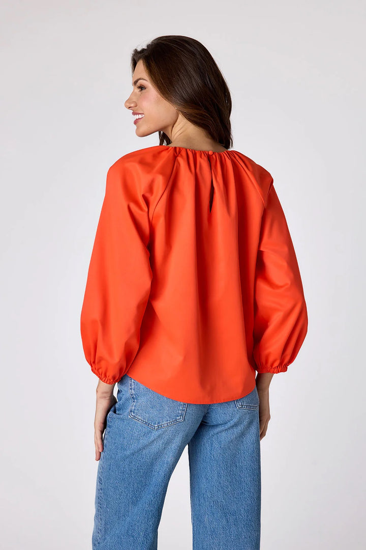 Crosby by Mollie Burch Claudia Persimmon blouse, stylish women's tops with a flowy fit and vibrant orange color.
