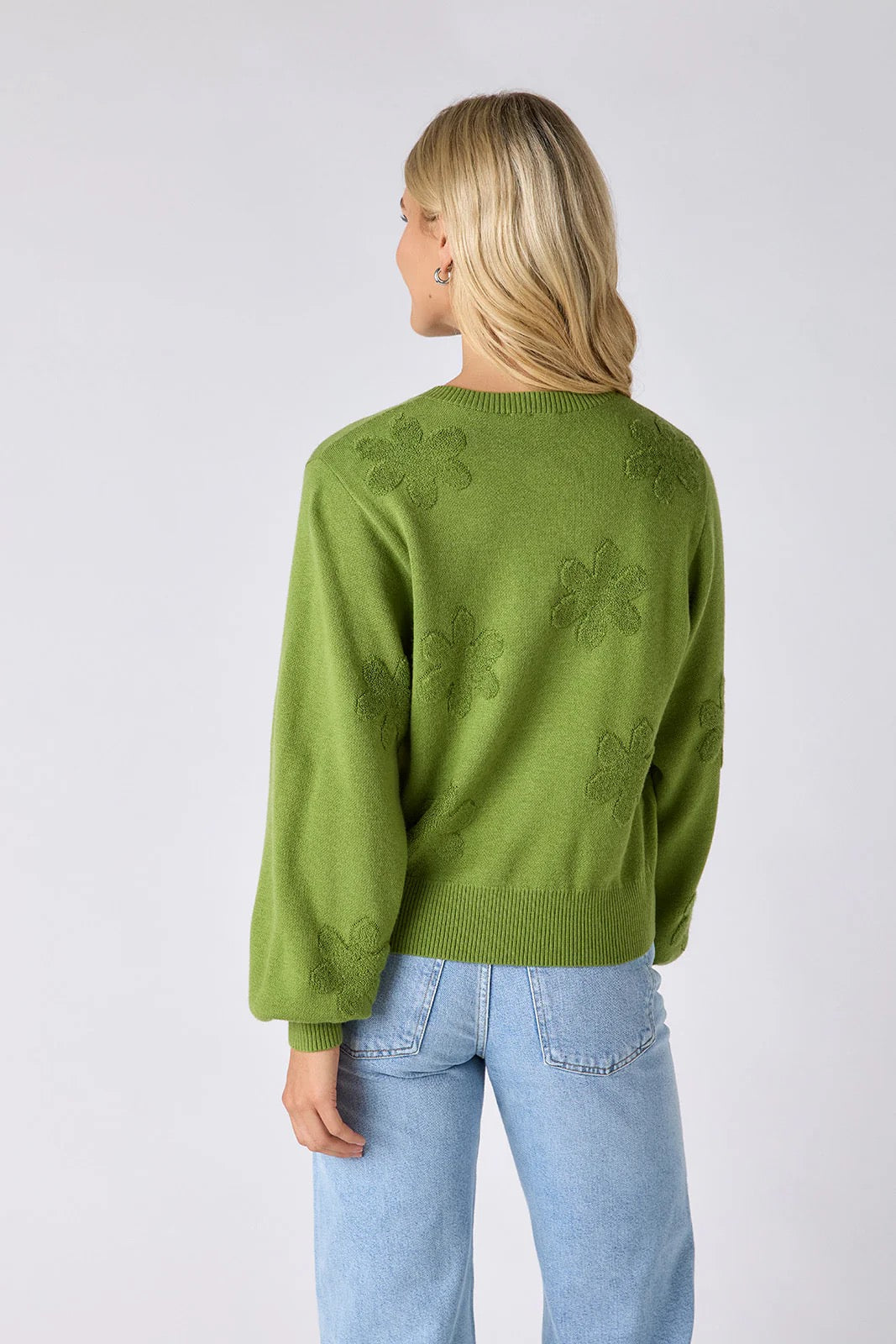 Crosby by Mollie Burch Colson Grass Cardigan, a soft green knit tops with a relaxed fit and button-front design.