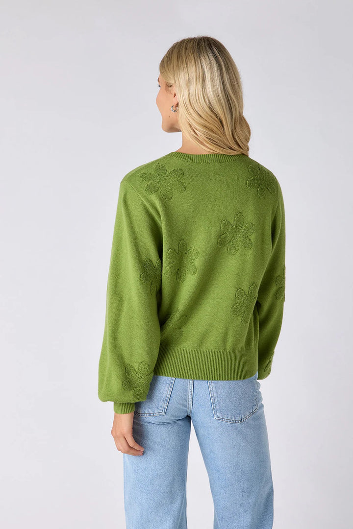 Crosby by Mollie Burch Colson Grass Cardigan, a soft green knit tops with a relaxed fit and button-front design.
