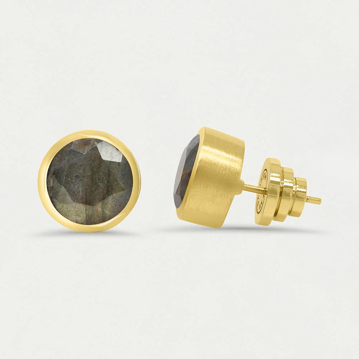 Large deaN Davidson Signature Knockout Stud Earring, bold gold-toned accessory with a modern, minimalist design.