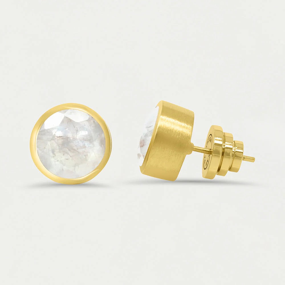 Large deaN Davidson Signature Knockout Stud Earring made of polished metal, showcasing a sleek, modern accessory design.