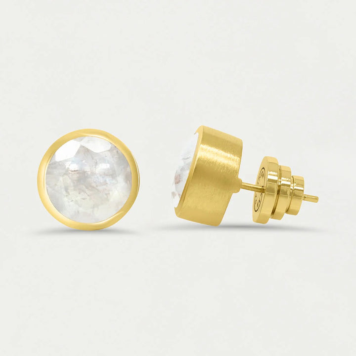 Large deaN Davidson Signature Knockout Stud Earring made of polished metal, showcasing a sleek, modern accessory design.