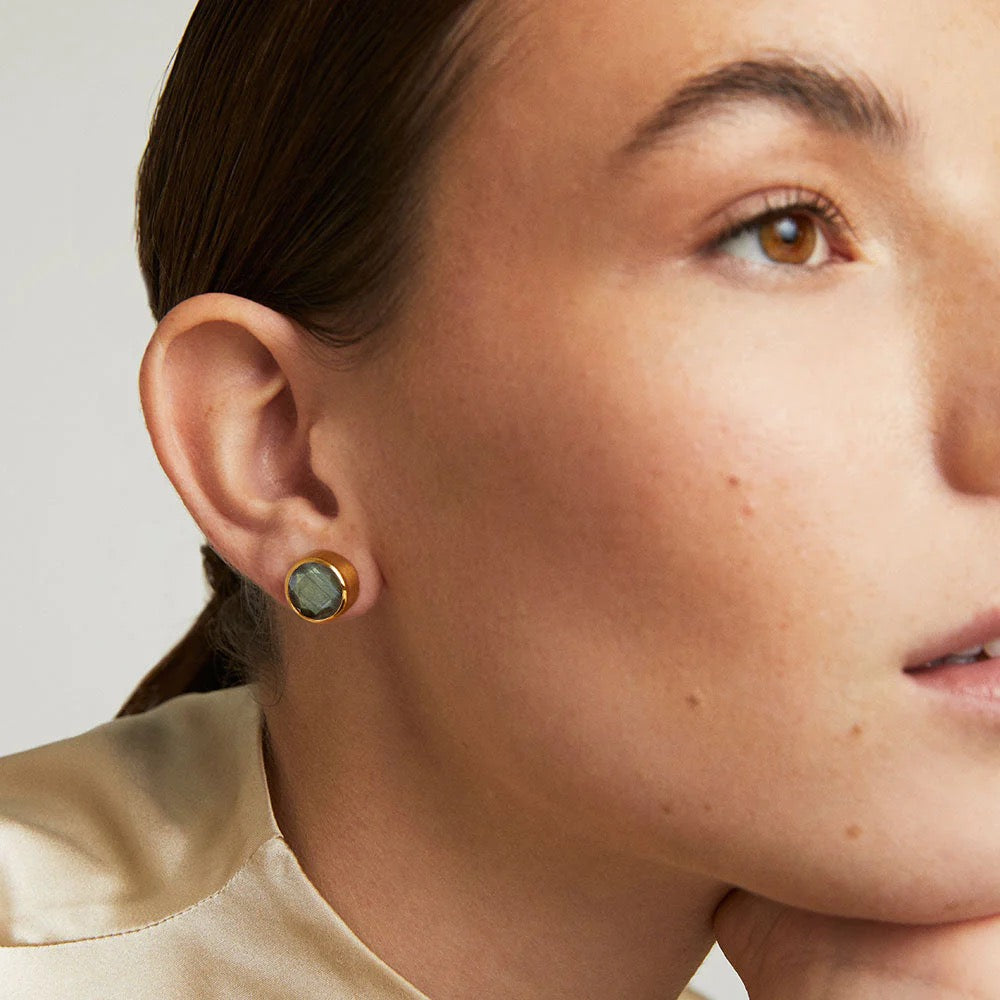 Large Signature Knockout Stud Earring by deaN Davidson, showcasing a bold, metallic accessory with a modern design.